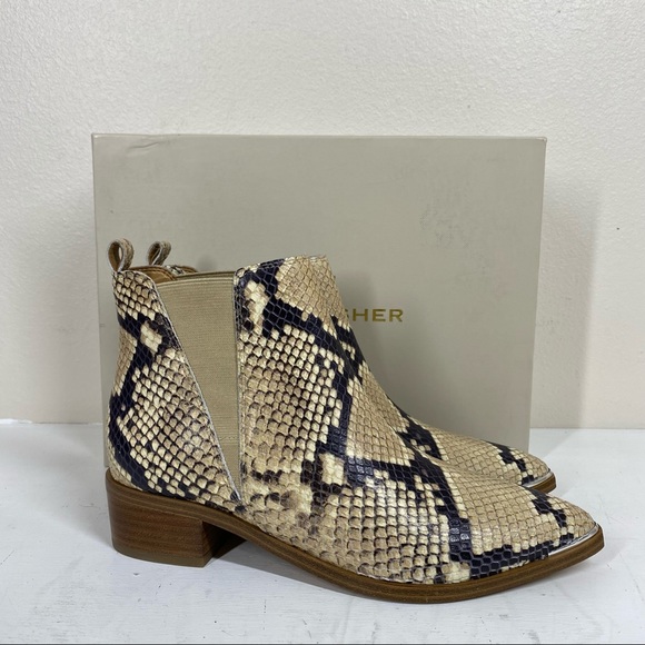 Marc Fisher Yale Chelsea Booties Boots Natural Snake Print Leather 6.5 - Picture 3 of 7